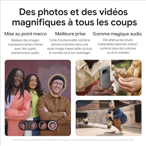Google Pixel 8 - Smartphone Android débloqué avec module photo avancé, autonomie 1 journée, sécurité robuste - Vert Sauge, 256Go – Image 4