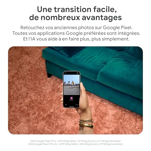 Google Pixel 9 Pro : Smartphone Android débloqué avec Gemini, Triple Appareil Photo, Autonomie 24h - Noir Volcanique, 128GB – Image 12