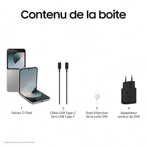 Samsung Galaxy Z Flip6 5G 256 Go Gris - Smartphone Android avec Galaxy AI, Chargeur secteur rapide 25W inclus, Déverrouillé - Version FR – Image 11